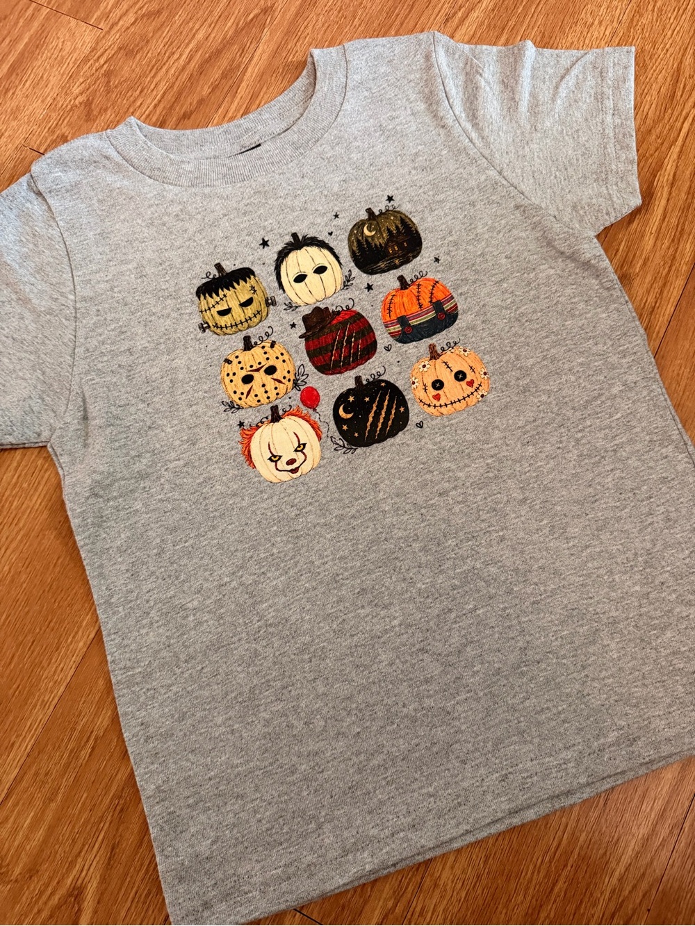 Toddler Grey Halloween Pumpkin Tee - Picture 2 of 2